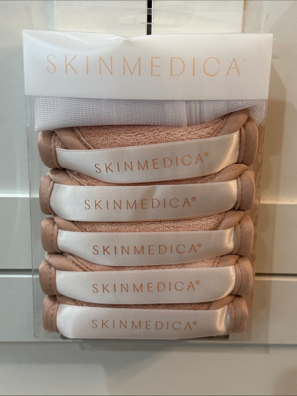 New SkinMedica Dusty Rose Reusable Facial Cleansing Cloths 5 Pack Mesh Bag